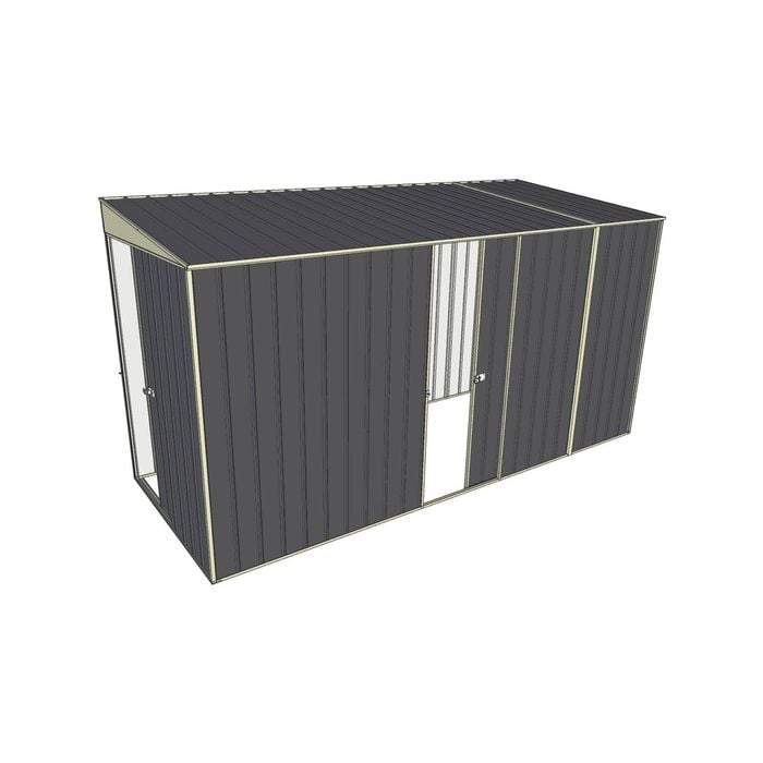 Build-a-Shed 1.5 x 3.7 x 2m Sliding Door Tunnel Shed with Sliding Side Door - Grey