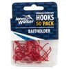 Jarvis Walker Chemically Sharpened Baitholder Fishing Hooks 50pk - Red