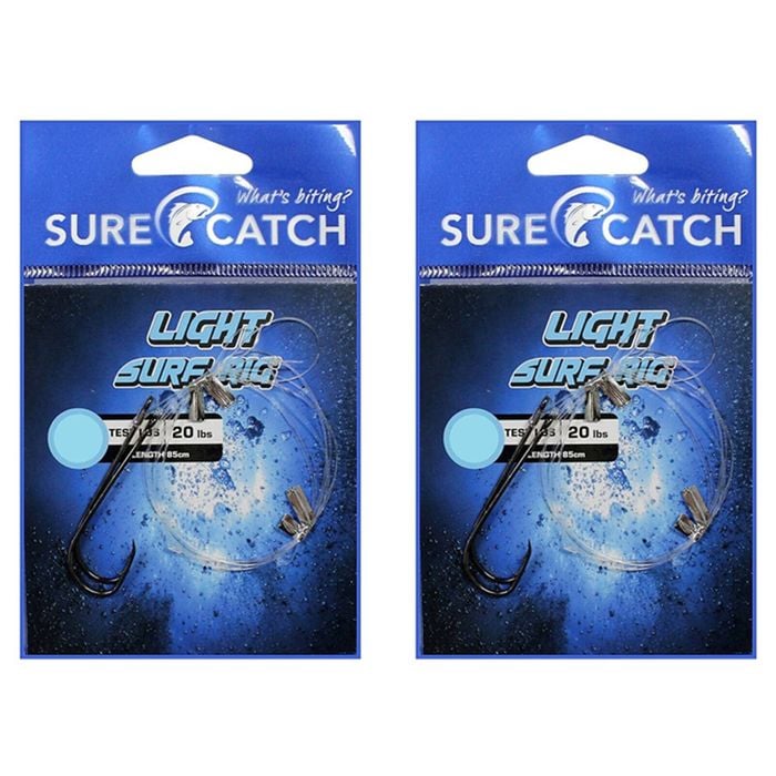 2x Surecatch Pre-Tied Light Surf Rig Chemical Sharpened Fishing Hook Size 2