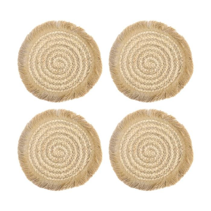4pk Lvd Panama Corn Husk/sea Grass Decorative Kitchen Placemat 30x30cm Natural