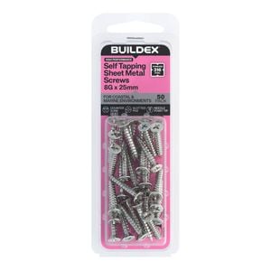 Buildex Self Tapping Sheet Metal Screws 8G x 25mm SS316 - 50 Pack