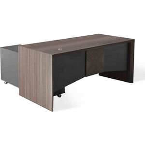 MONTE Executive Desk with Reversible Mobile Return 180cm - Hazelnut & Grey