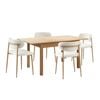 Oikiture 5pc Extenable Dining Table and Chairs Wooden Dining Set Boucle Natural