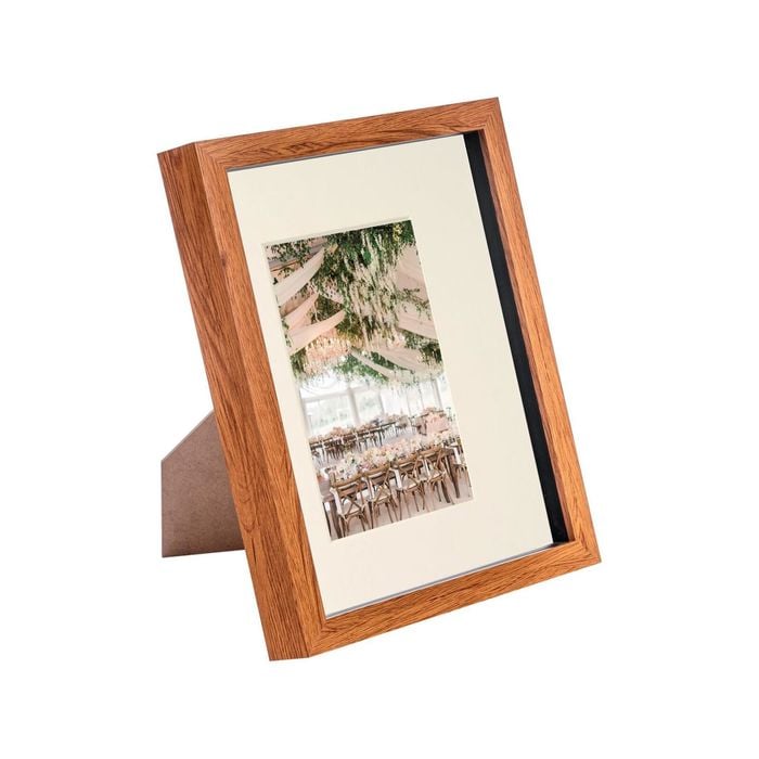 Nicola Spring Acrylic 3D Box Photo Frame with 4" x 6" Mount - 8" x 10"  - Dark Wood