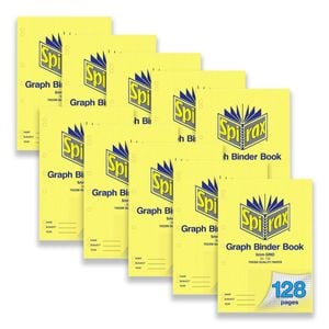 10pc Spirax 135 Graph Binder Book 5mm 128-pages 70gsm Writing Stationery Yellow