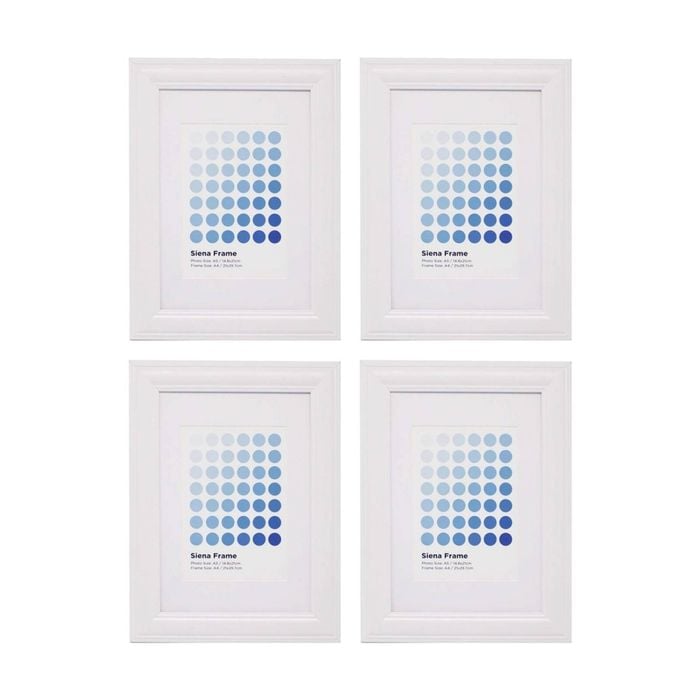 4PK Braz A4 Siena Image Photo Document Display Frame 29.7x21cm White