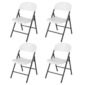 Costway 4x Folding Dining Chairs Portable Outdoor Armchair-White