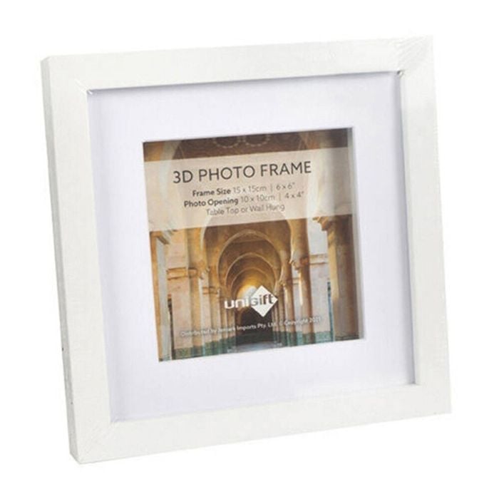 Unigift 3D Wooden/Glass Picture Photo Frame 15x15cm/10x10cm White
