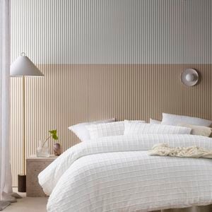 Vintage Design Homewares Queen White Parquet White Cotton Quilt Cover Set - Queen Bed