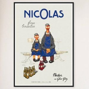 Galrie Nicolas Fine Bottles Vintage French Art Poster by Jules Isnard Dransy (1930) Home, Black Frame, A4 21 x 30cm (8 x 12inch)