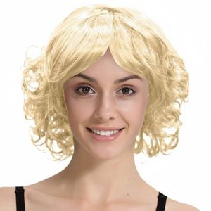 CURLY BOB WIG Hair Party Costume Halloween Fancy Dress Up 60s 70s Blonde