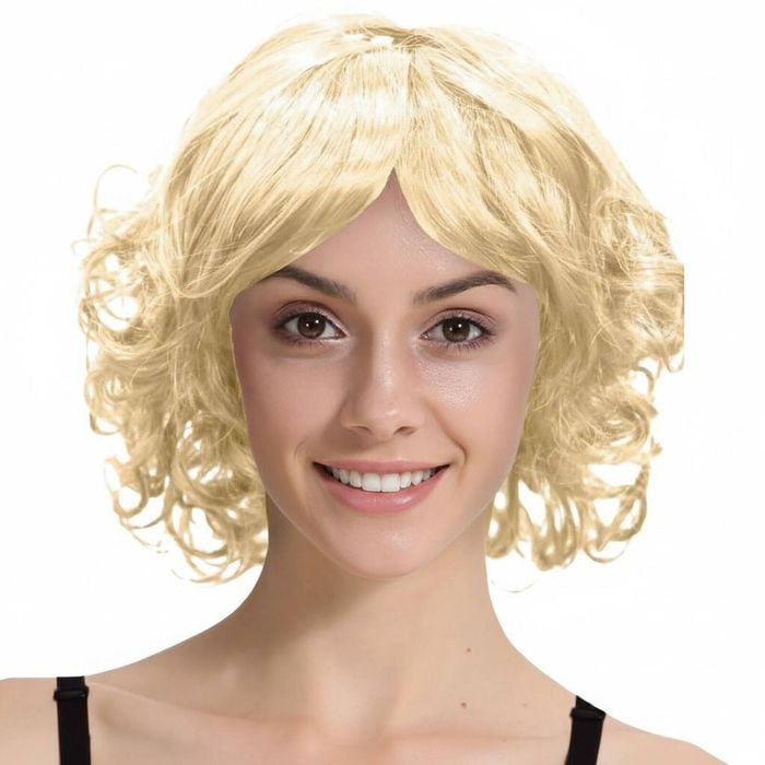 CURLY BOB WIG Hair Party Costume Halloween Fancy Dress Up 60s 70s Blonde