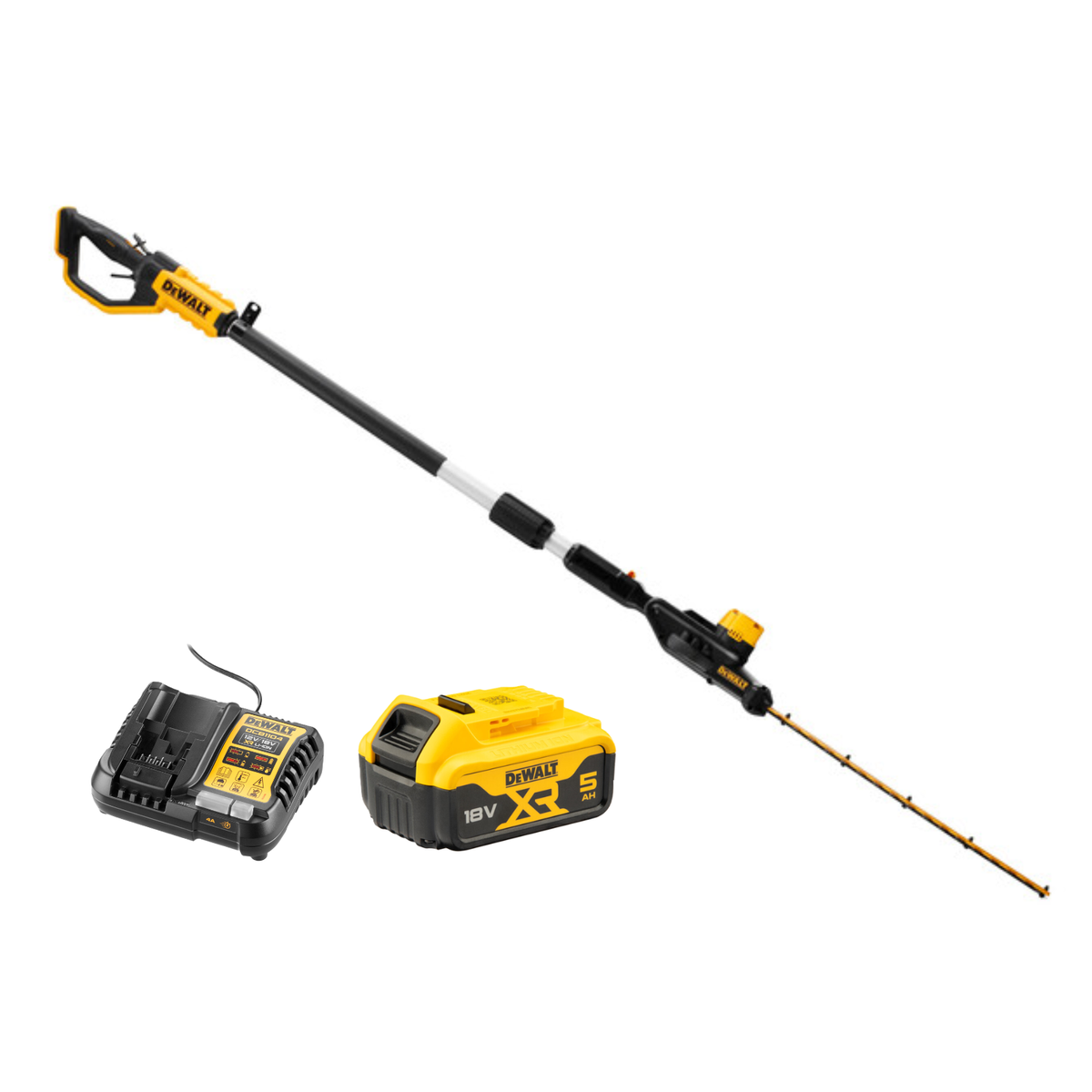 DeWALT 18V XR Cordless Pole Hedge Trimmer 5.0Ah Kit DCMPH566P1 XE Bunnings Australia