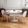 Homfurn Set Of 2 Modern Upholstered Dining Chair, Mid Century Armless Side Chair With Sturdy White Metal Legs, Light Pink