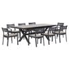 FurnitureOkay Bondi-Mosman 9-Piece Ceramic Outdoor Extendable Dining Setting - Charcoal