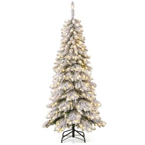 Costway 1.8M Artificial Christmas Full Spruce Tree w/Remote Control 697 Snow Flocked Tips