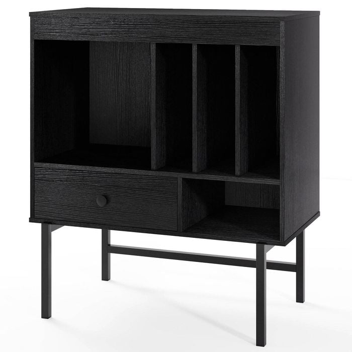 Costway Large Record Player Stand Vinyl Storage Cabinet Turntable Black