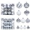 Catzon 48 Pcs Christmas Balls Ornaments Shatterproof for Xmas Tree Wreath-Silver White