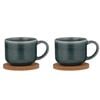 2x 2pc Ladelle Melange Stoneware/cork 490ml Mug & Coaster Set - Teal