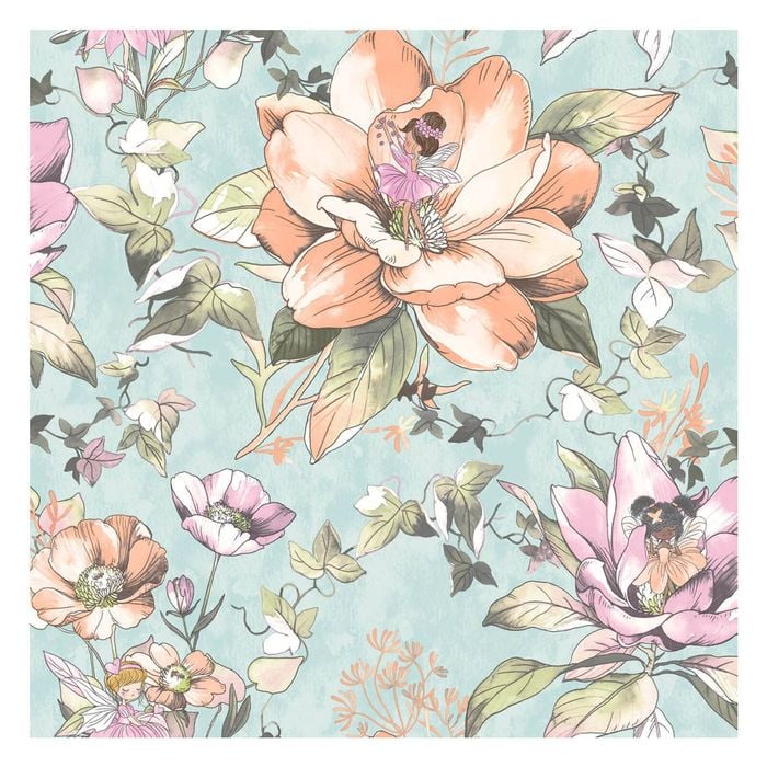 Floral Fairies Teal Wallpaper  53cm x 10.05m