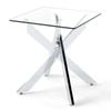 Costway End Table Tempered Glass Square Metal X Base Modern Nightstand