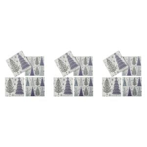 3PK 4pc LVD Porcelain Coasters Lilac & Sage Christmas Kitchen Decor 10cm Square