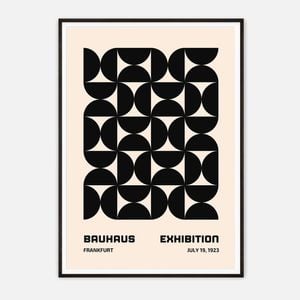 Galrie Bauhaus 1923 Exhibition Poster-Stunning Geometric Abstract Art Modern Print Decor, Black Frame, A3 30x 42cm (12 x 16inch)