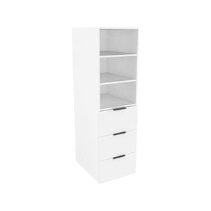 Lugna 1536 x 450 x 580mm White 2 Adjustable Shelf 3 Drawer Storage Cabinet