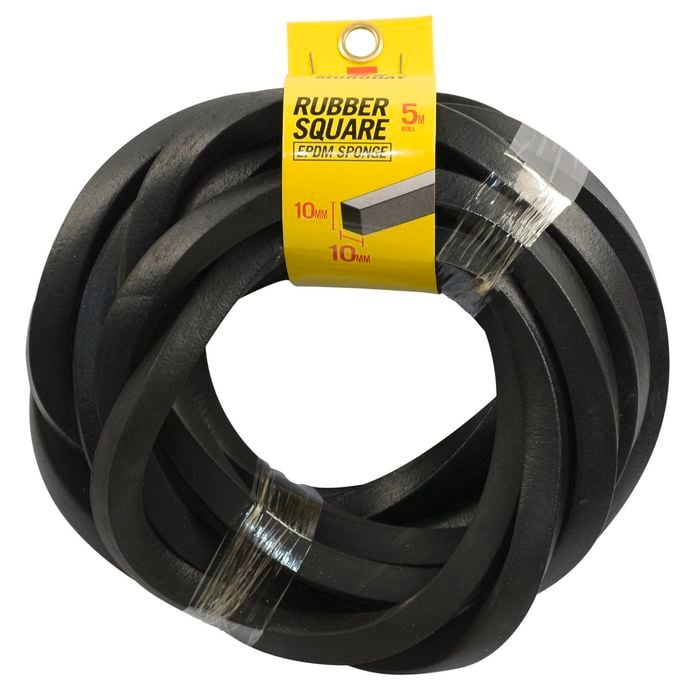 Moroday Rubber 10mm x 10mm x 5m Square Sponge Black