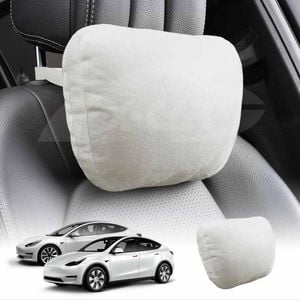 White Headrest Pillow for Tesla Model 3 2017-2023 and Model Y 2021-2024 Seat Neck Support