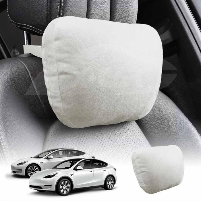 White Headrest Pillow for Tesla Model 3 2017-2023 and Model Y 2021-2024 Seat Neck Support