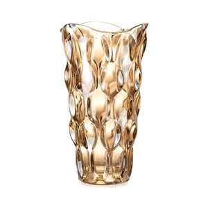 SOGA 29.8cm Golden Amber Glass Vase – Crystal Finish