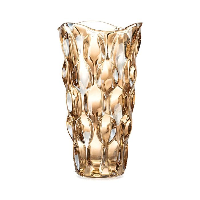 SOGA 29.8cm Golden Amber Glass Vase – Crystal Finish