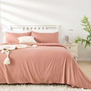 LINENOVA 2000TC Bamboo Blend Quilt Cover Set - Double,Dusty pink