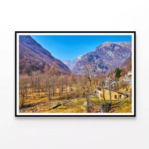 Town Nestled In the Mountains  Print 100% Australian Made 120x90cm  (Poster)