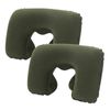 Catzon 2 Pcs Inflatable U-Shaped Pillow Flocked Fabric-Army Green