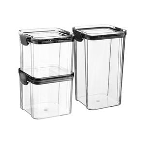 3 Piece Food Containers Set - 2 Sizes - Black