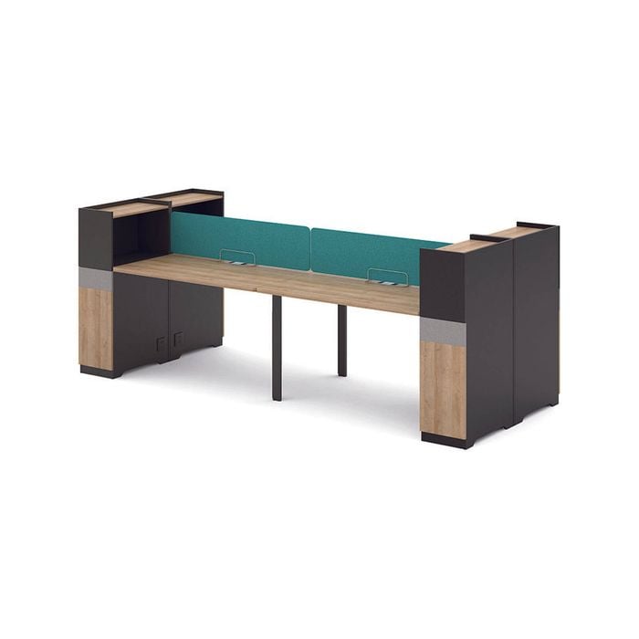 Modern Furniture LENNON 4 SEAT WORKSTATION - Kaldi Grey Blue