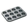 Mastercraft 26x20cm Heavy Base 12-Cup Non-Stick Mini Muffin Pan - Black