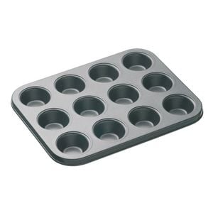 Mastercraft 26x20cm Heavy Base 12-Cup Non-Stick Mini Muffin Pan - Black