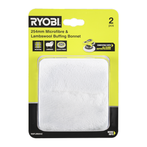 Ryobi 254mm Lambswool and Microfibre Buffing Bonnet - 2 Pack