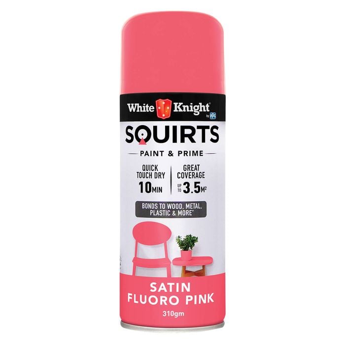 White Knight 310g Fluro Pink Satin Squirts Spray Paint