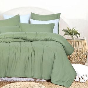 Single Bed Quilt Cover Set with Extra Standard Pillowcase - Light Sage