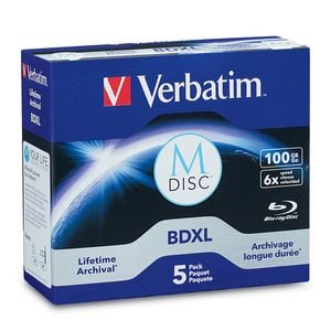 5PK Verbatim M-Disc BDXL 100GB 4x Speed Blank Disc Data Storage w/ Jewel Case