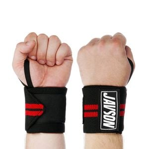 Wrist Strap Brace Wraps Lifting Weight Training Support by Javson - Black / Red