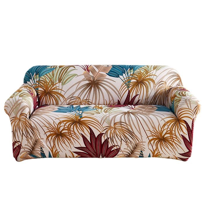 Catzon 2 Seater Stretch Sofa Cover Non-slip Polyester Printing Elastic Bottom