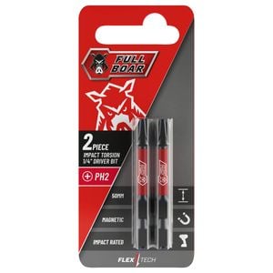 Full Boar PH2 x 50mm Impact Torsion Bit - 2 Pack