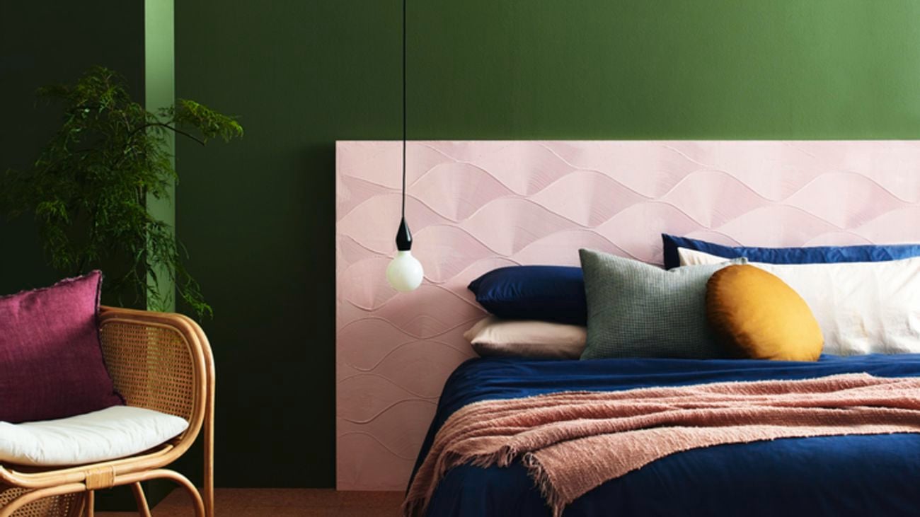 Bedroom wall green feature wall