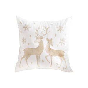 SOGA White Golden Reindeer Christmas Throw Pillow 45cm