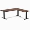 Desky Fixed Height Red Walnut Rubberwood L-shape Office Desk 1800x1750mm Matte Black Frame